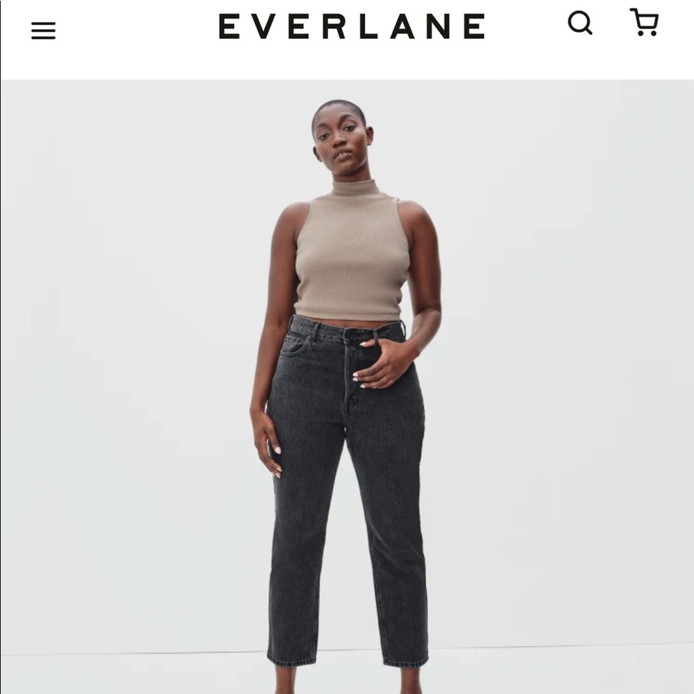 Everlane Straight Leg Jeans in Washed Black